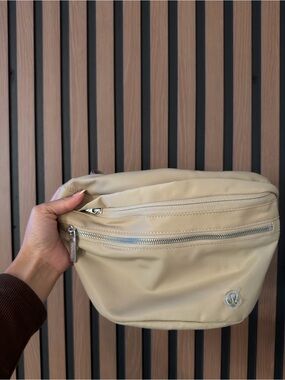 lululemon athletica Beige Belt Bag with Silver Hardware